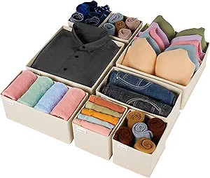 Criusia Drawer Organizer Clothes, 8 Pack Underwear Drawer Organizer, Foldable Cloth Storage Box C... | Amazon (US)