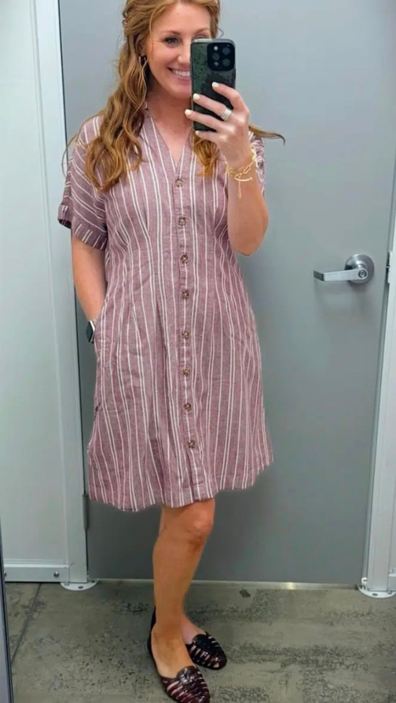 Another easy dress from Walmart! Stephanie is petite and wearing a size small in this striped shirt dress. It is easy to wear and she’s added some fun jelly sandals.

#LTKOver40 #LTKPetite #LTKootd