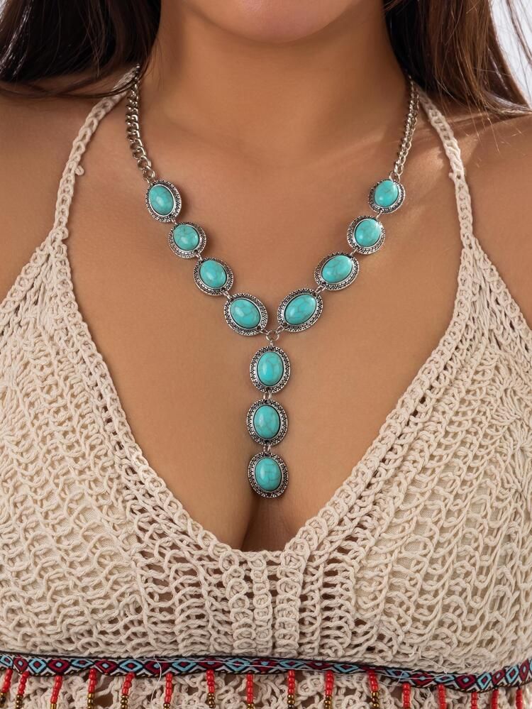 Turquoise Decor Y Lariat Necklace
       
              
              $2.60        
    $2.47
  ... | SHEIN