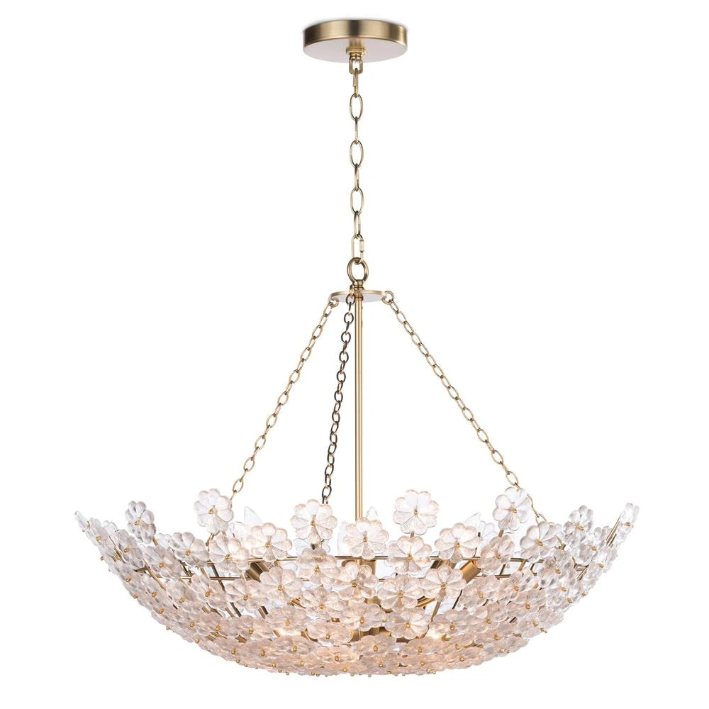Charlotte Hollywood Regency Natural Brass Steel Chandelier | Kathy Kuo Home