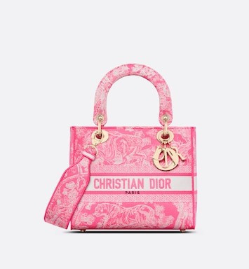 Medium Lady D-Lite Bag Fluorescent Pink Toile de Jouy Reverse Embroidery | DIOR | Dior Beauty (US)