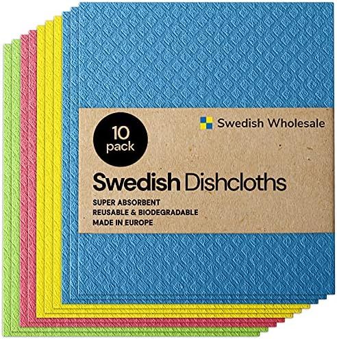 Swedish Wholesale Swedish Dish Cloths - 10 Pack Reusable, Absorbent Hand Towels for Kitchen, Coun... | Amazon (US)