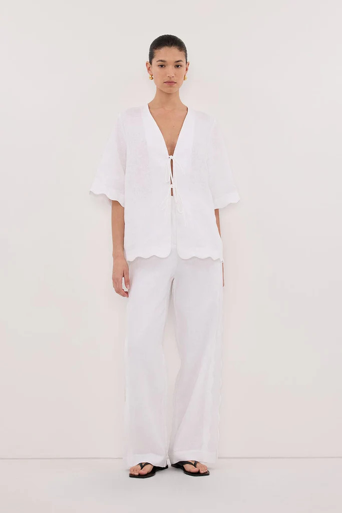 LELA WHITE LINEN PANT | DISSH
