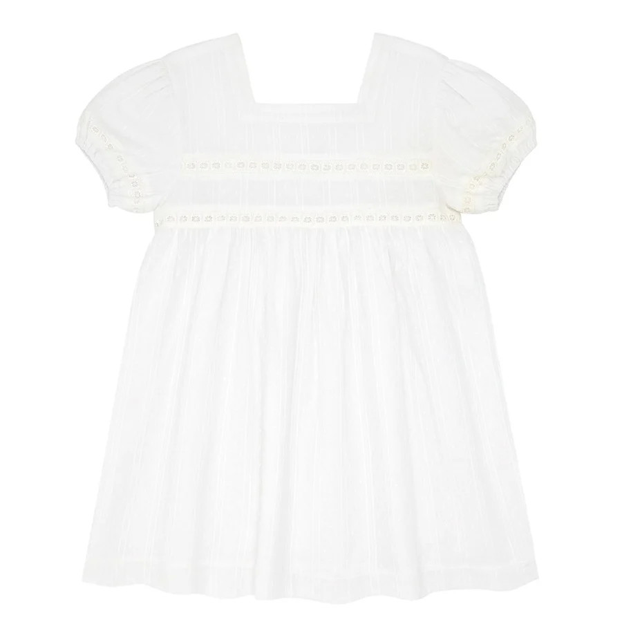 girls gardenia swiss dot square neck puff sleeve dress | minnow