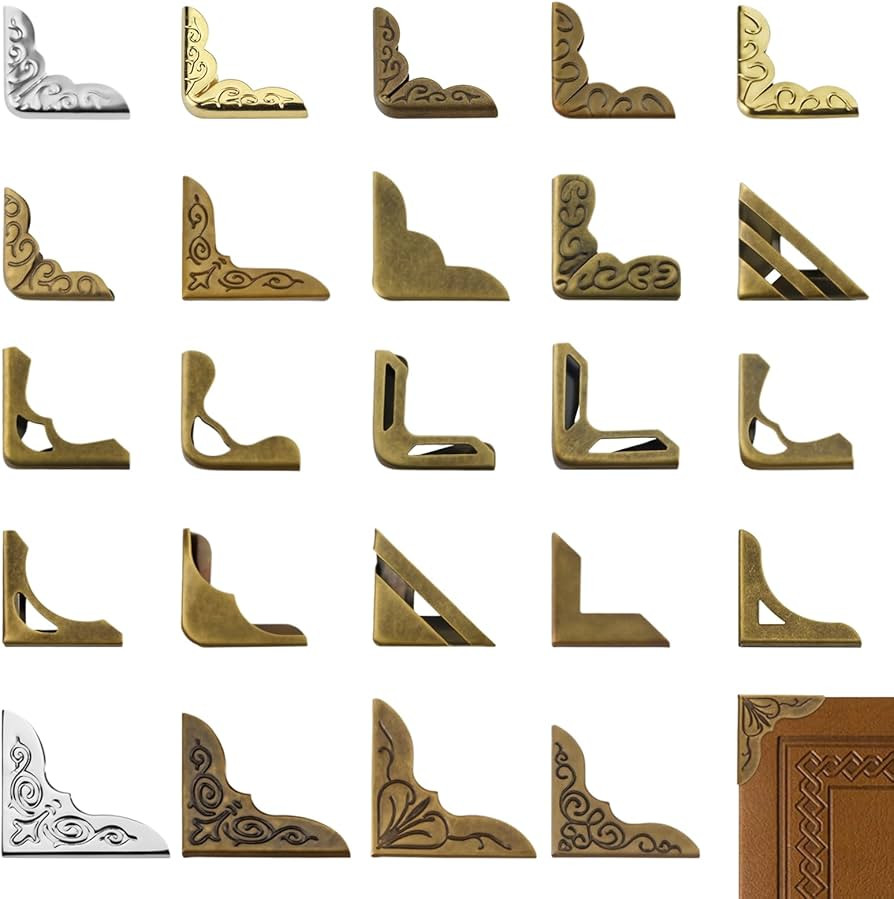 96-Pack Book Corner Protectors, 24 Styles Metal Book Corners Premium Durable Bookbinding Supplies... | Amazon (US)