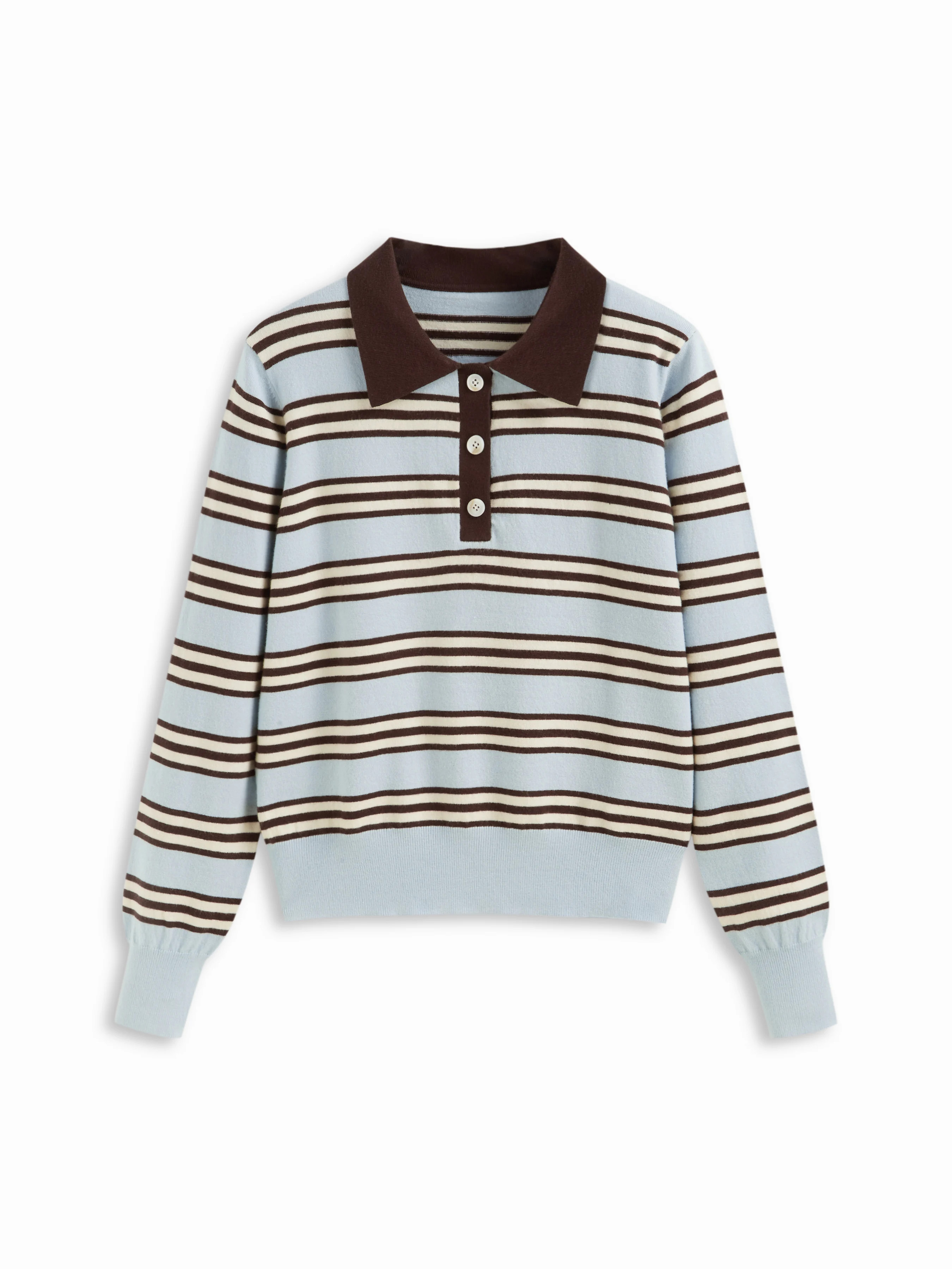 Knit Fabric Knit Striped Polo Neck Long Sleeve Oversized Top For Daily Casual | Cider