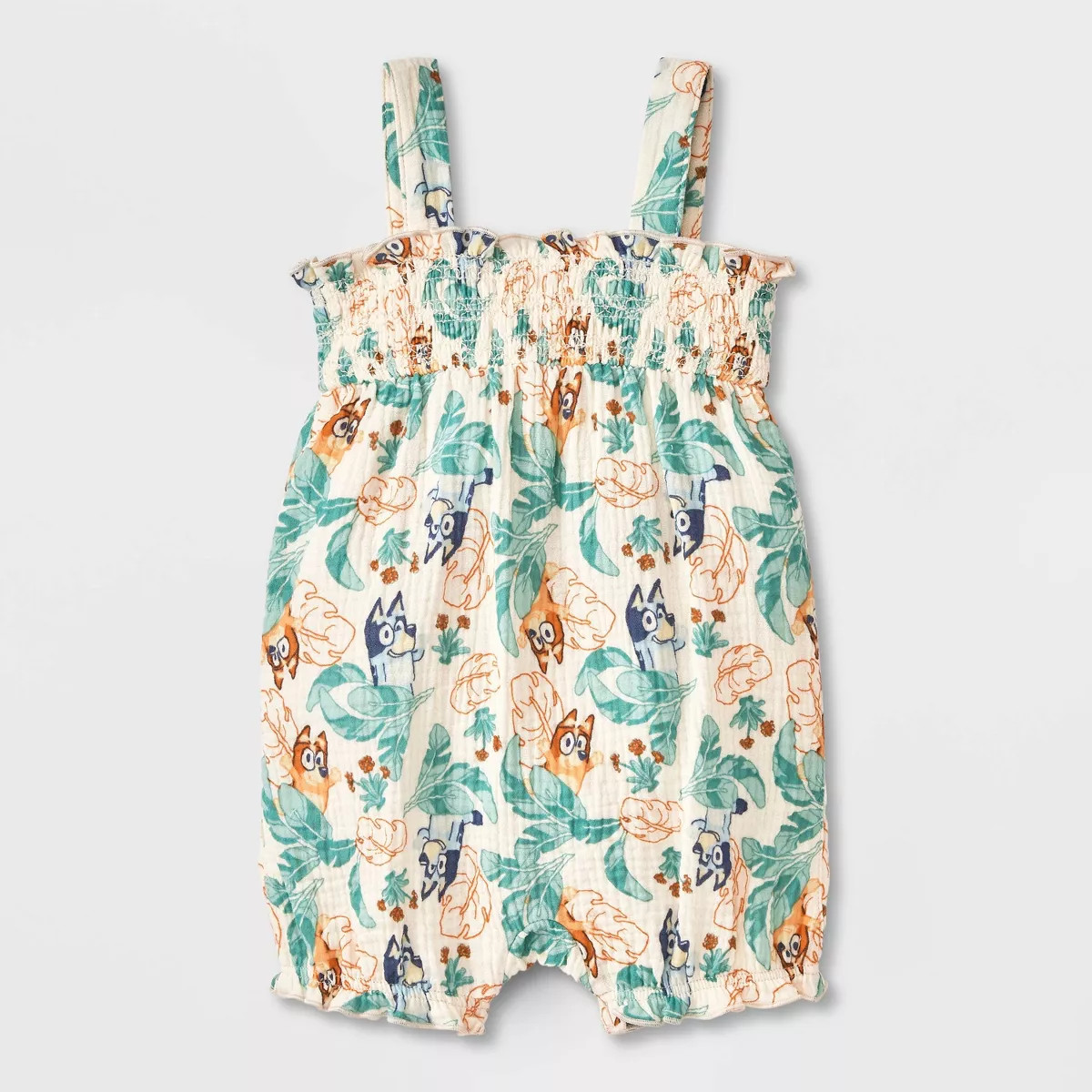 Baby Girls' 2pc Bluey Gauze Romper & Hat Set - Ivory | Target