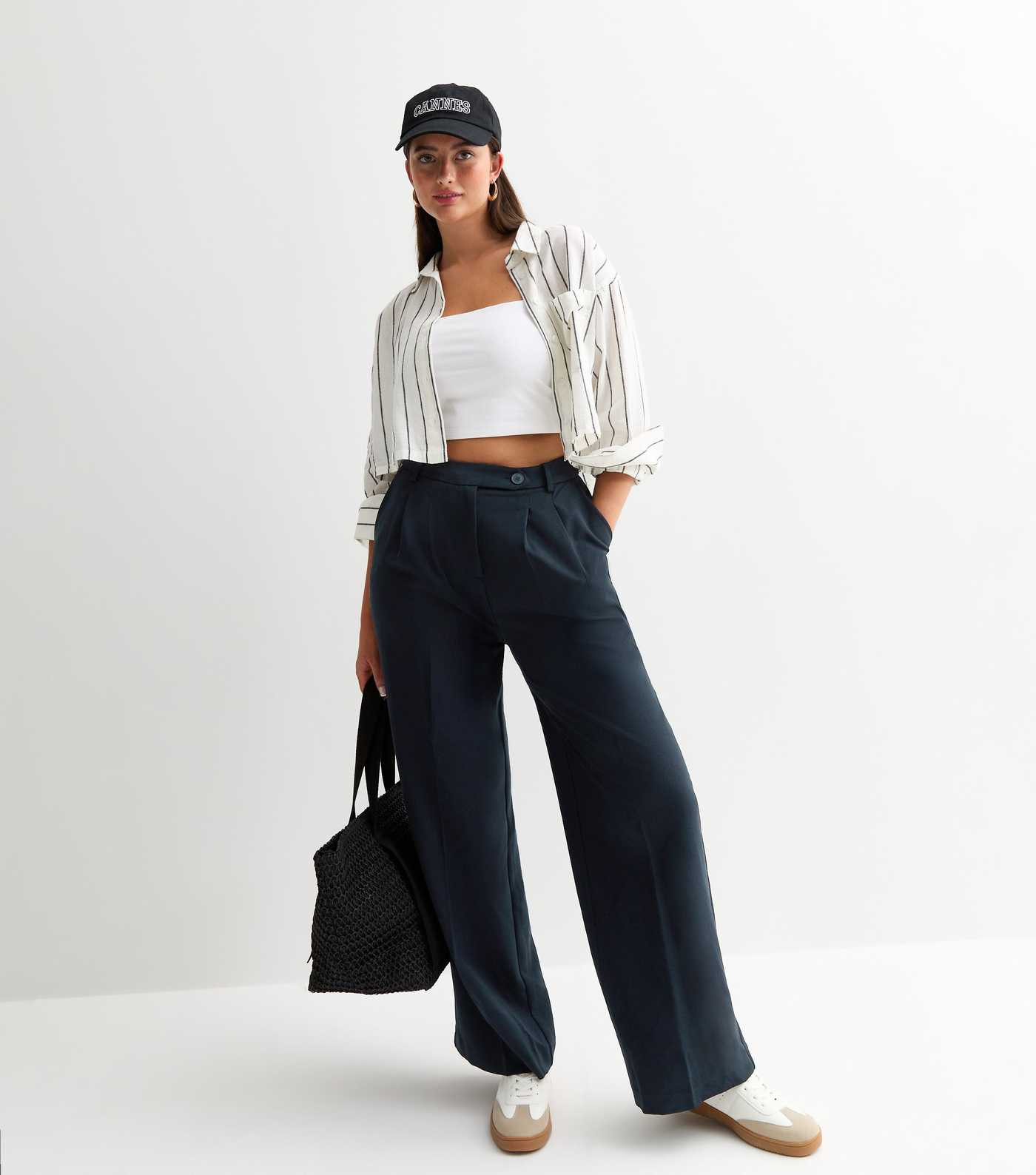 Navy Wide Leg Tailored Trousers
						
						Add to Saved Items
						Remove from Saved Items | New Look (UK)