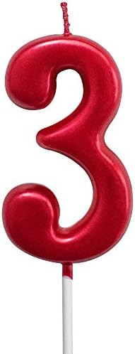 Red Birthday Candles 3 Candle 3rd Three Years Cake Bady Roman Numberal Cool Number Candle No 30 31 3 | Amazon (US)