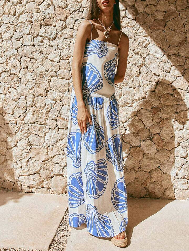 Fashionable Loose Linen Sleeveless Strapless Vacation Style Dress | SHEIN