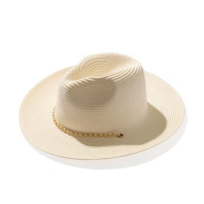 Kendra Scott Pasleigh Panama Chain Chin Strap Hat - Cream/Gold/White | Target