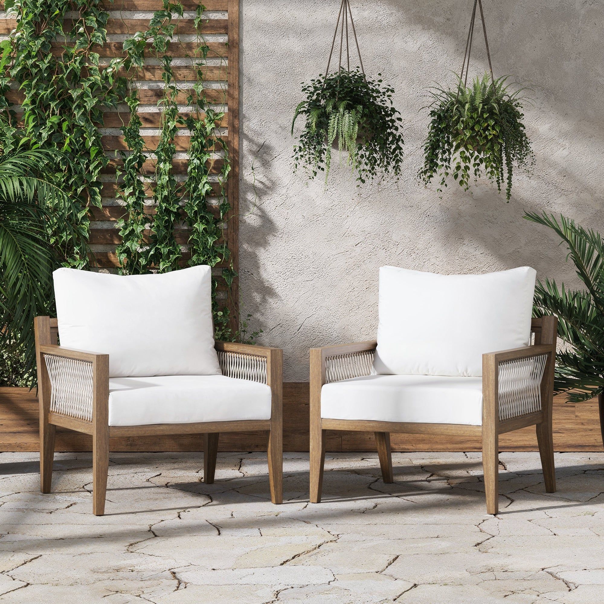 Set of 2 Outdoor Patio Arm Chairs White | Nathan James