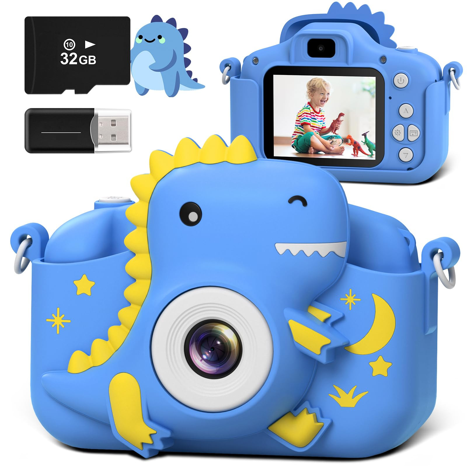Kids Camera, Dinosaur Toddler Digital Camera for Boys Girls, Christmas Birthday Gifts, Selfie 108... | Amazon (US)