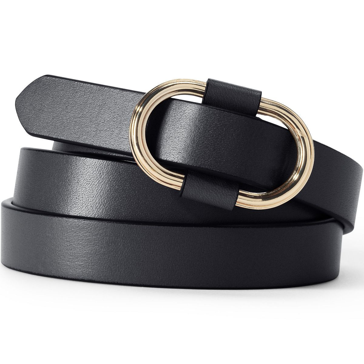 Lands' End Women's Adjustable Skinny Leather Belt | Target