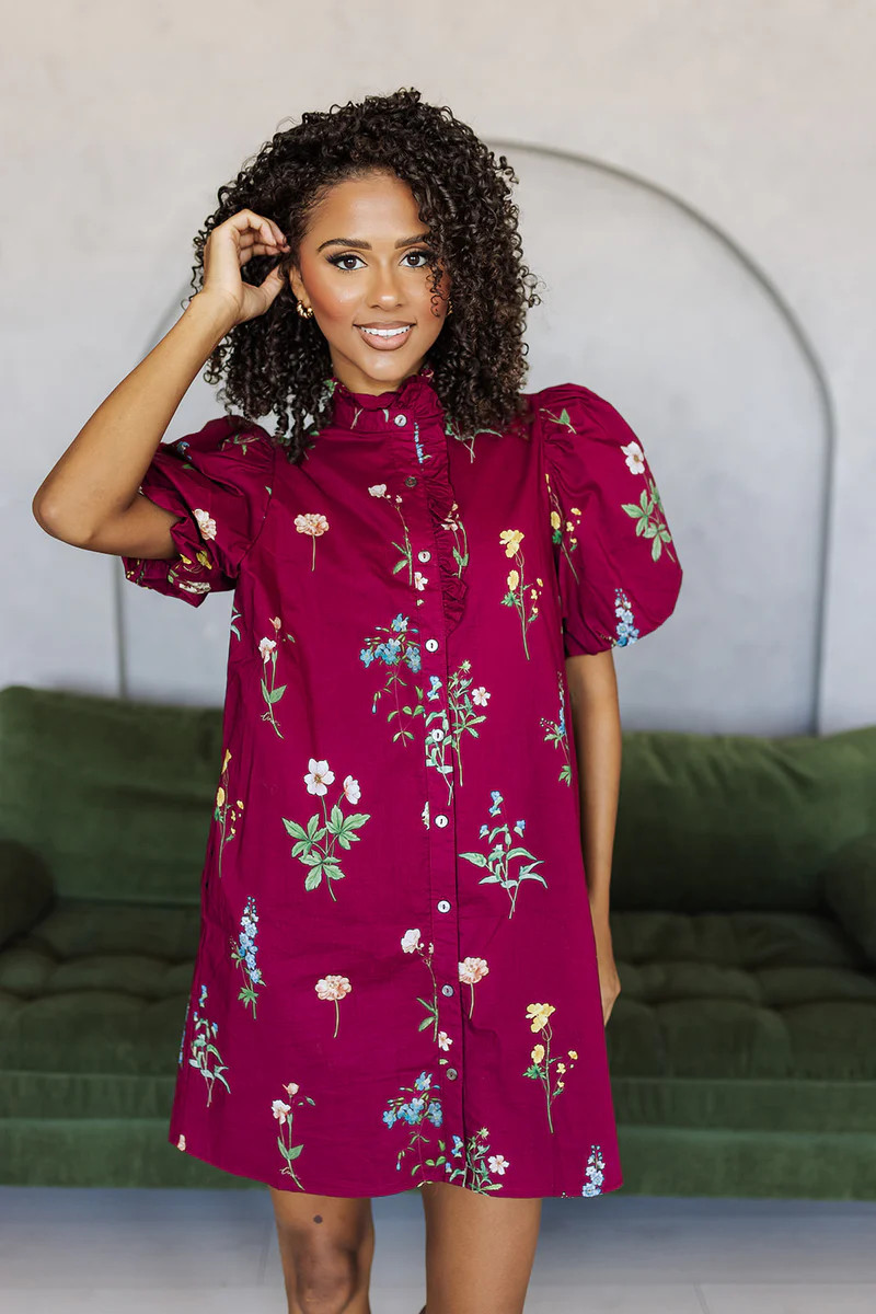 Dainty Days Dress - Burgundy | The Impeccable Pig