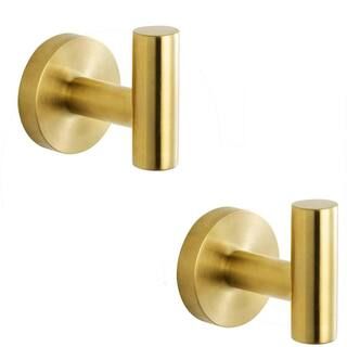 ruiling Round Bathroom Robe Hook and Towel Hook in Stainless Steel Golden (2-Pack) ATK-195 - The ... | The Home Depot