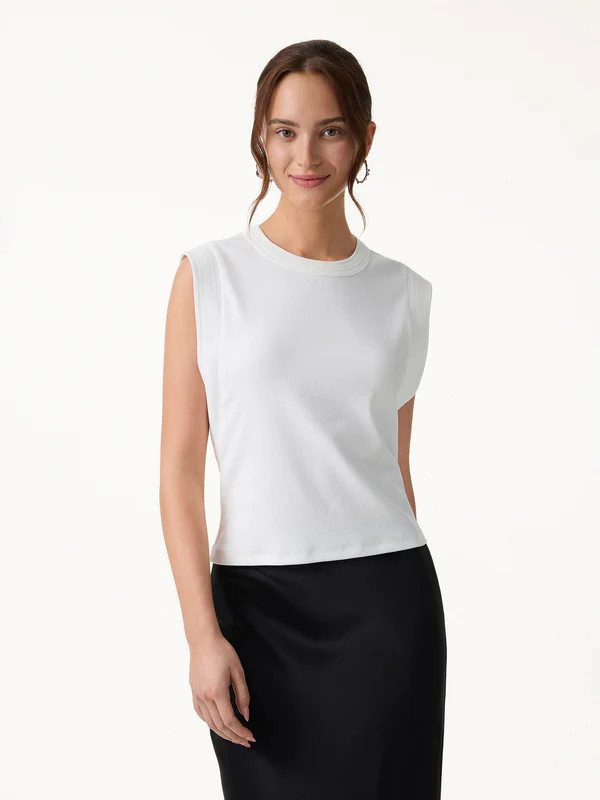 Soft Cotton Lyocell Cropped Wide Shoulder Tank | OGLmove