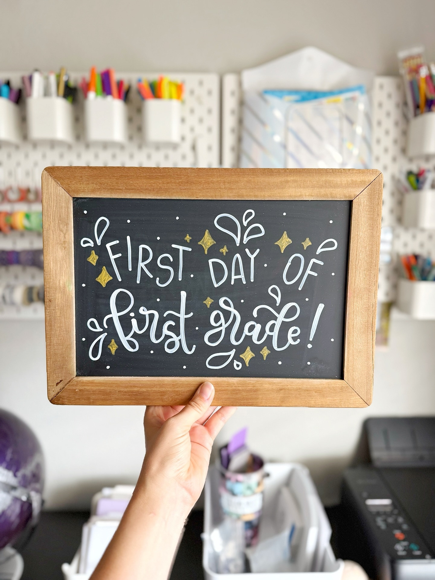 And just like that, we’re back to school. 📚✨

I still can’t believe she just finished her first day of first grade. Where did summer go?!? I will just be over here in denial and trying to avoid any fall thoughts. Has school started where you’re at yet?

Sign made by me and my @versachalk chalk markers.
.
.
.
#backtoschool #backtoschoolsign #firstdayofschool #firstdayoffirstgrade #versachalk #chalkmarkers #chalkmarker #handlettering #chalklettering #chalkboards #chalkboard #chalkboardart #chalkboardsigns #chalkboardlettering #sandiegoliving