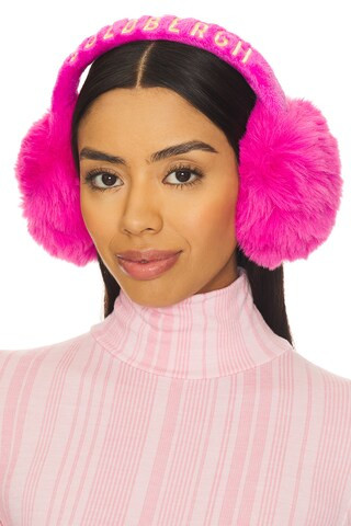 Goldbergh Fluffy Faux Fur Ear warmers in Passion Pink from Revolve.com | Revolve Clothing (Global)