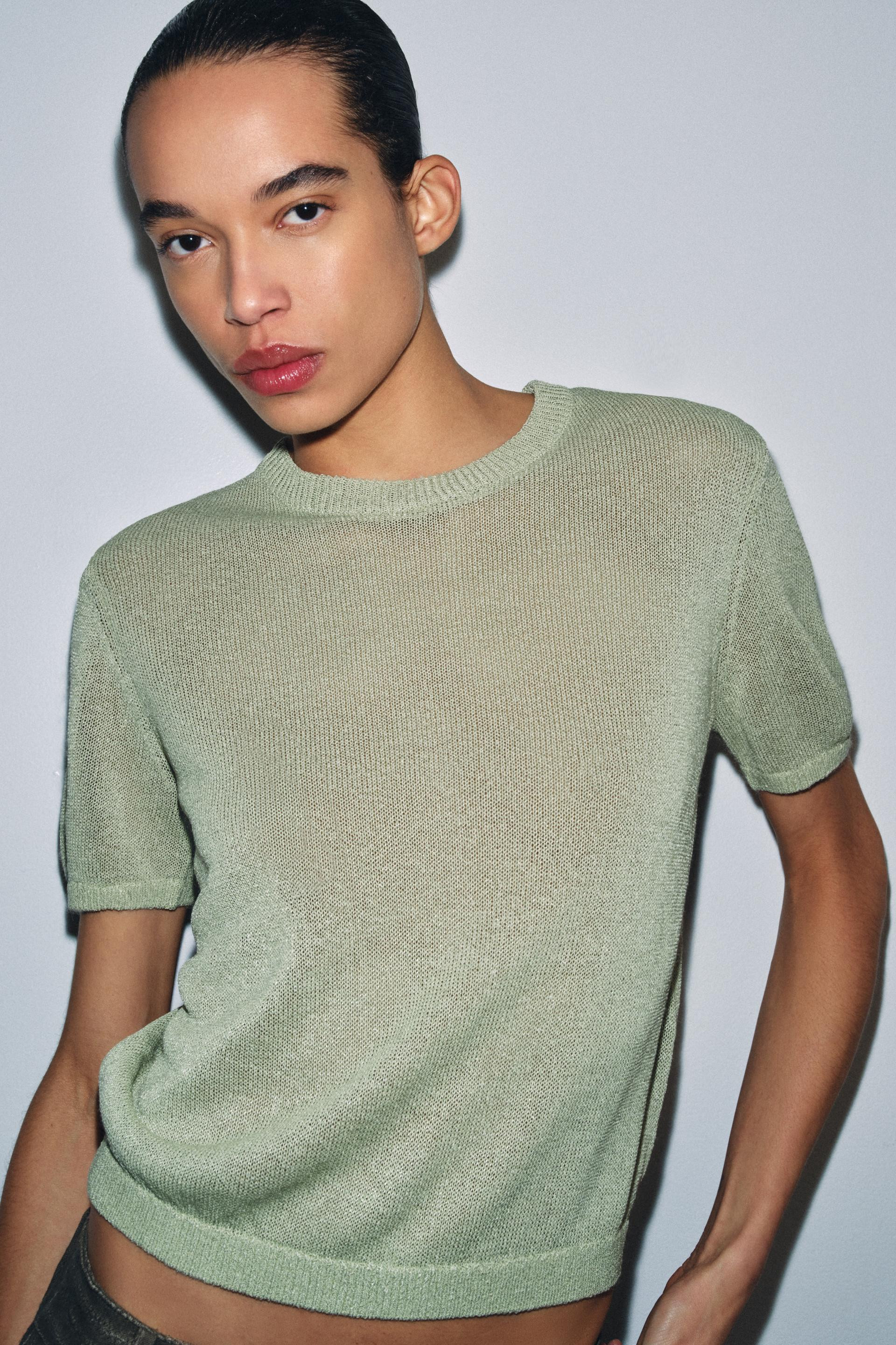 SHORT SLEEVE KNIT TOP | Zara US