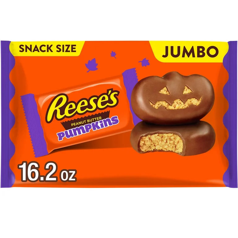 Reese's Milk Chocolate Snack Size Peanut Butter Pumpkins Halloween Candy, Jumbo Bag 16.2 oz - Wal... | Walmart (US)
