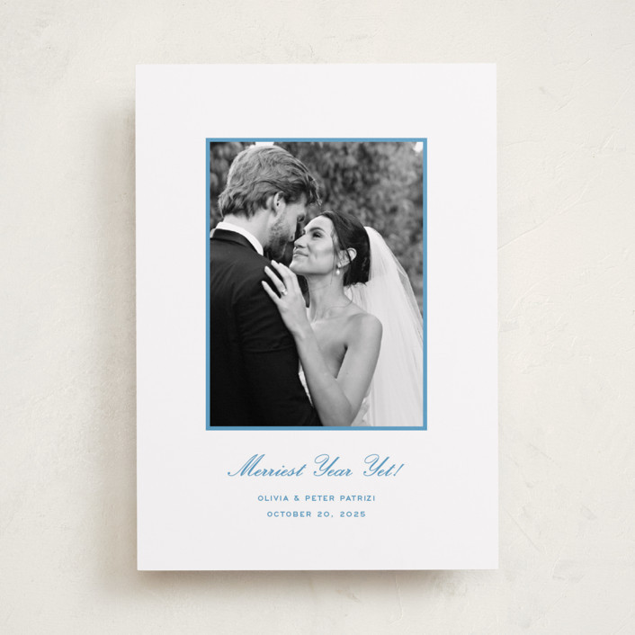"Galerie" - Customizable Holiday Photo Cards in Blue by Megan Davis. | Minted