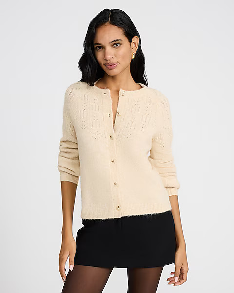 Pointelle Open Stitch Cardigan | Express