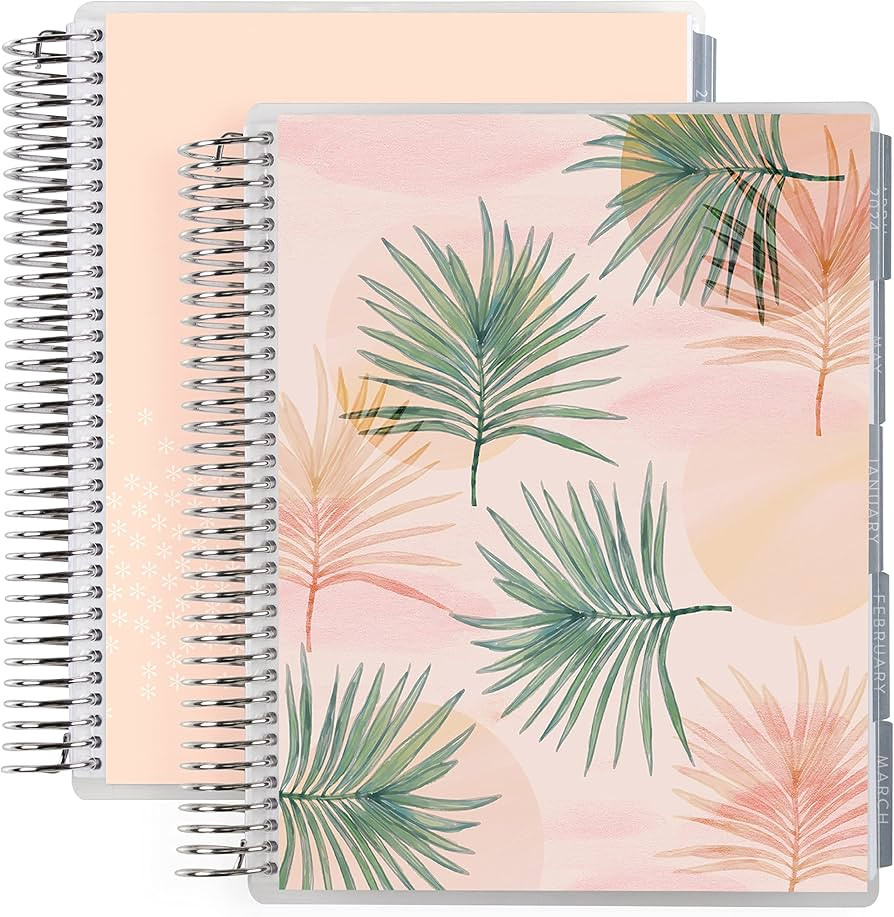 Erin Condren 7x9 Coiled Daily Duo (January 2024 - December 2024) - Watercolor Palms classic + Can... | Amazon (US)