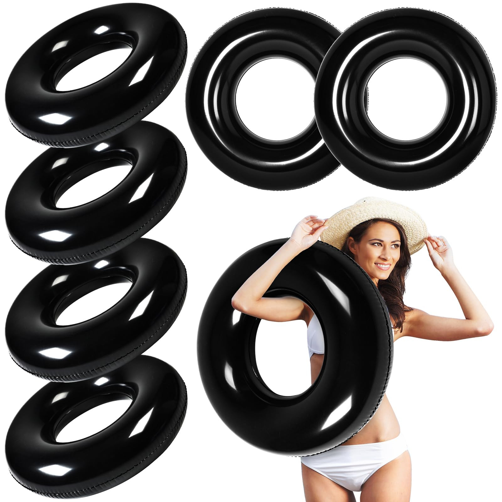 6 Pcs Inflatable Pool Floats 28 Inches Swim Tube Bulk for Adults Swimming Ring Pool Floaties for ... | Amazon (US)