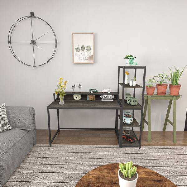 Teraves 47” Office Computer Desk with Removable 5 Tier Storage Shelves DIY for Home Office Corn... | Bed Bath & Beyond