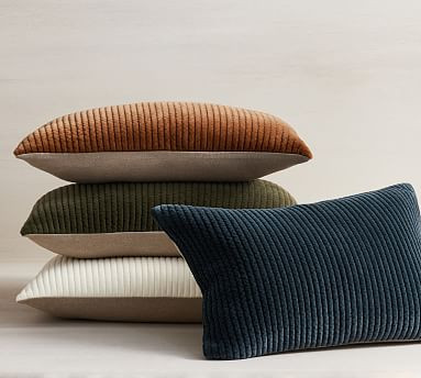 Quilted Velvet Lumbar Pillow Cover | Pottery Barn (US)
