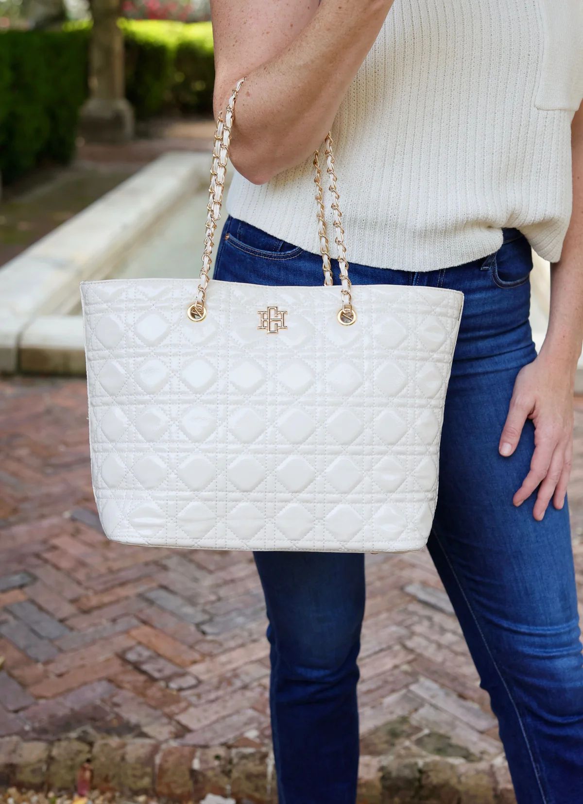 Quentin Quilted Tote IVORY | Caroline Hill