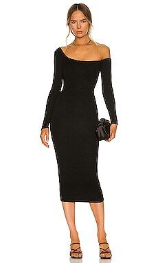 RE ONA Off Shoulder Dress in Black from Revolve.com | Revolve Clothing (Global)