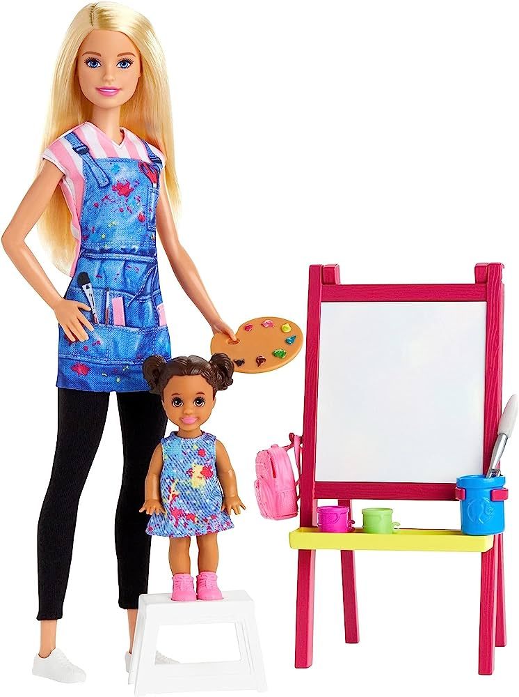 Barbie Careers Doll & Playset, Art Teacher Theme with Blonde Fashion Doll, 1 Small Doll, Color-Ch... | Amazon (US)