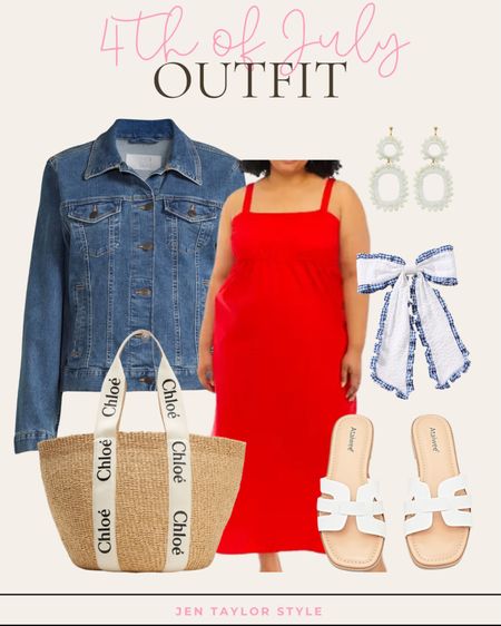 4th of July outfit idea! Featuring this plus size dress and lots of red white and blue patriotic accessories for a chic July 4th outfit! 

#LTKstyletip #LTKplussize #LTKSeasonal