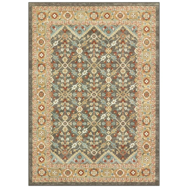 Mainstays Persian Medallion Loop Print Rust Brown Indoor Area Rug, 5'x7' | Walmart (US)