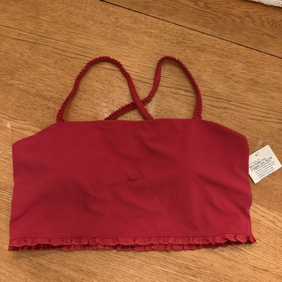 LULULEMON Nulu Ruffle-Trim Cropped Tank Top Dark Red XL NWT | eBay US
