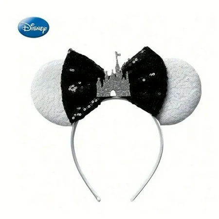 1pc Disney Character Minnies Ears Decorative Head Band Glitter Sequin Bowknot Hair Hoop For Women | Walmart (US)