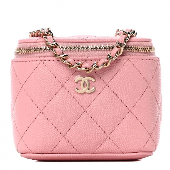 CHANEL Caviar Quilted Mini Vanity Case With Chain Pink | Fashionphile