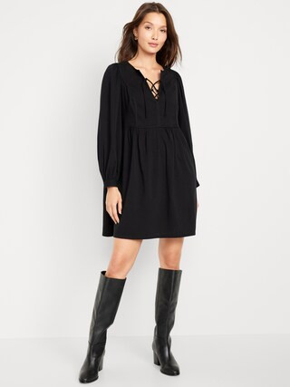 Long-Sleeve Mini Swing Dress for Women | Old Navy (CA)