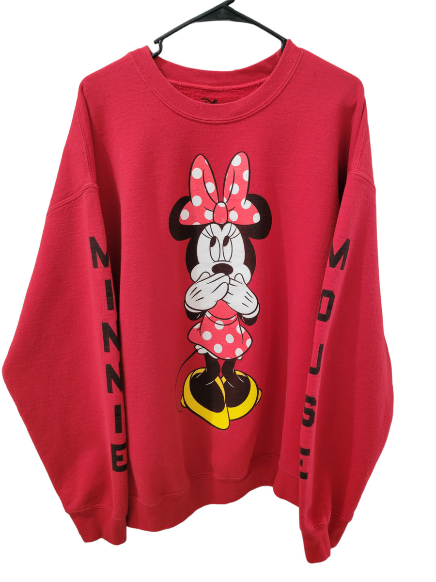Disney Minnie Mouse Red Sweatshirt Crew Neck Long Sleeve Plus Size 1X | eBay US