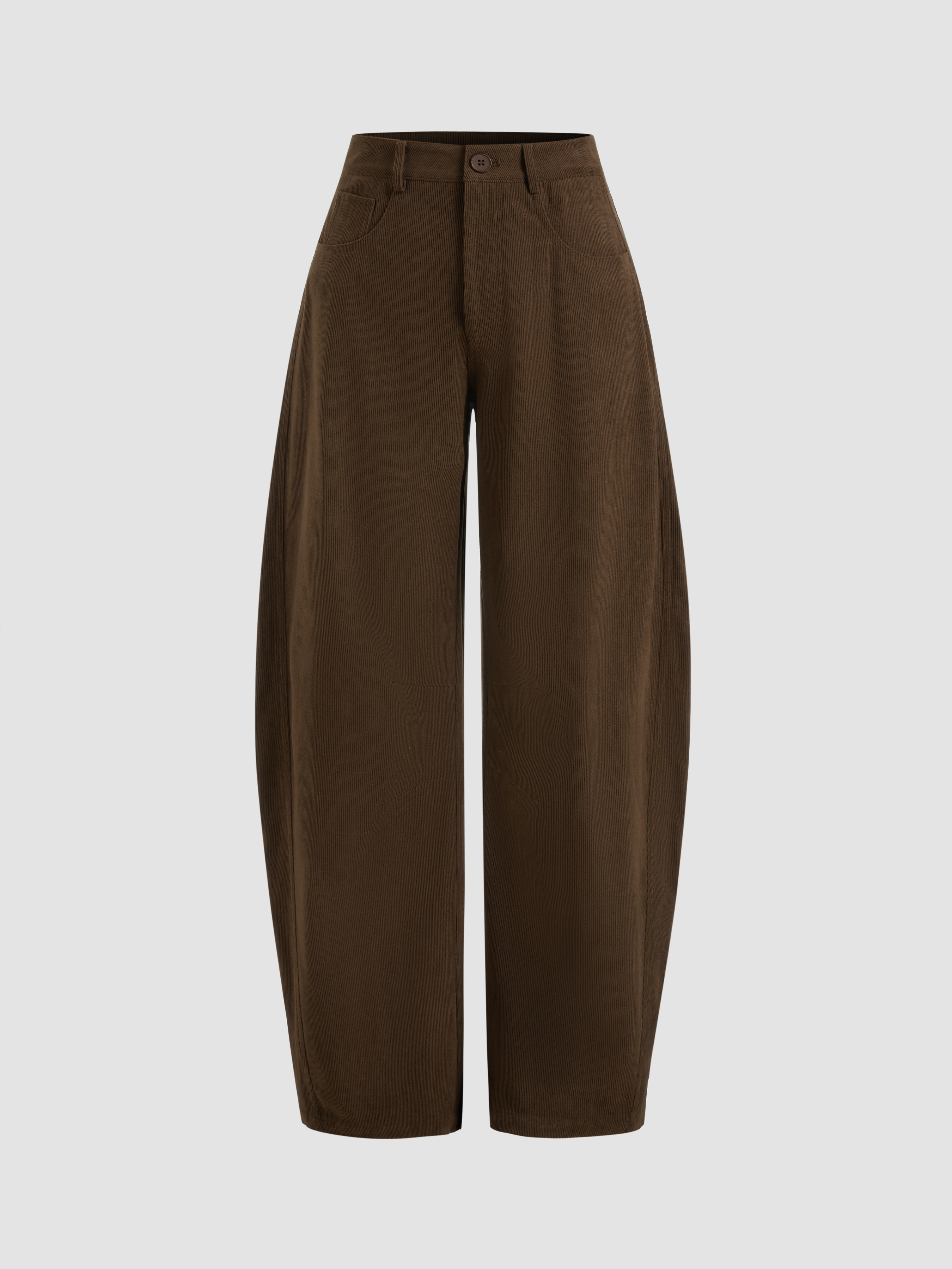 City Chic Countryside Core Corduroy Corduroy Mid Rise Solid Pocket Barrel-leg Trousers | Cider