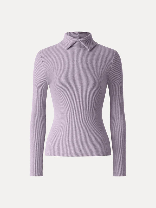 Ribbed Stand Collar Long Sleeve Top | OGLmove