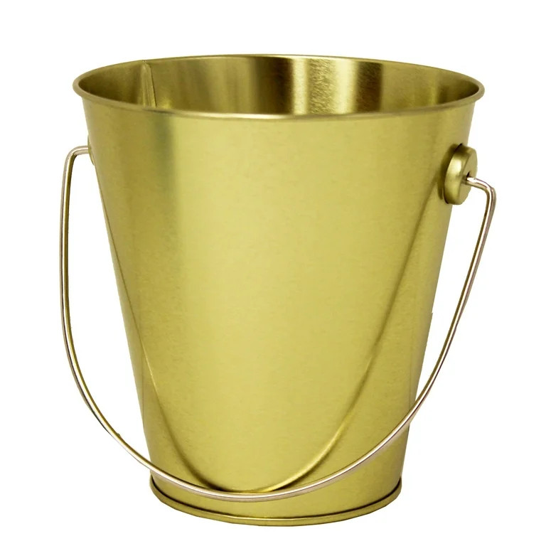 Way to Celebrate Gold Tin Pail with Handle, 1 Count, Party Favors | Walmart (US)
