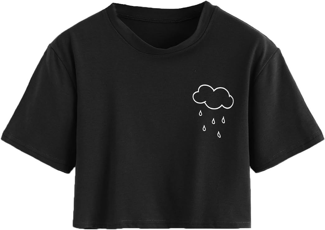 SweatyRocks Women's Cactus Print Crop Top Summer Short Sleeve Graphic T-Shirts | Amazon (US)