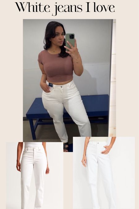 My 2 favorite white jeans right now and perfect for the Spring ! I wear a size US 14 in both 
