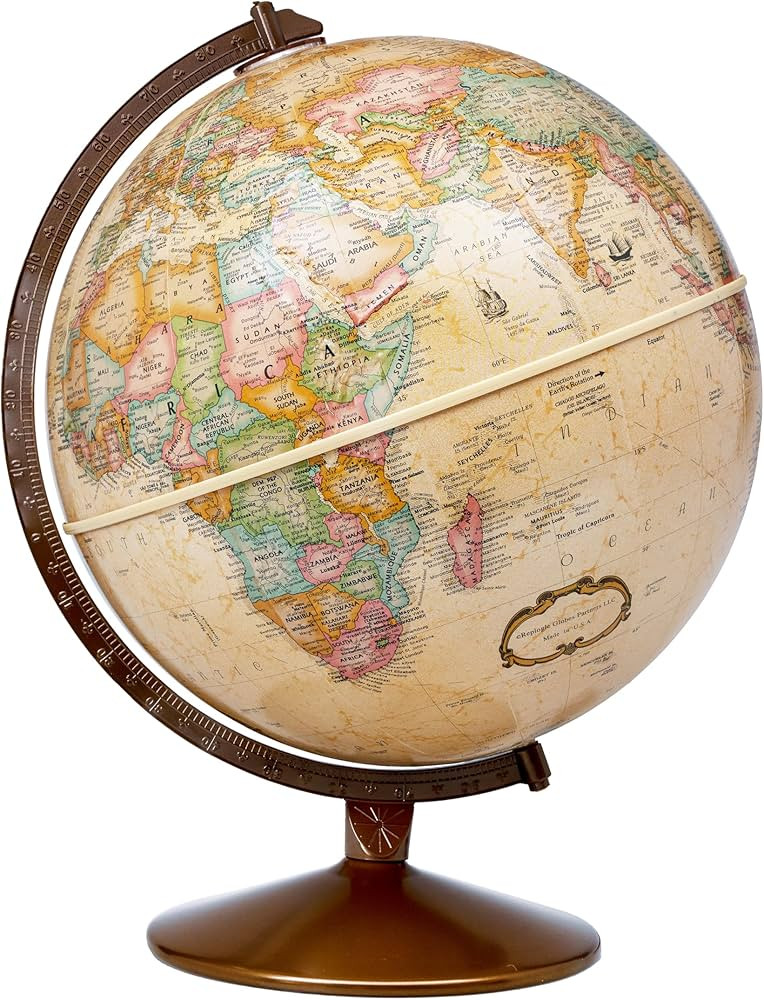 Replogle Globes Franklin World Globe, Antique Ocean, 12-Inch Diameter, Raised Relief (3-Dimension... | Amazon (US)