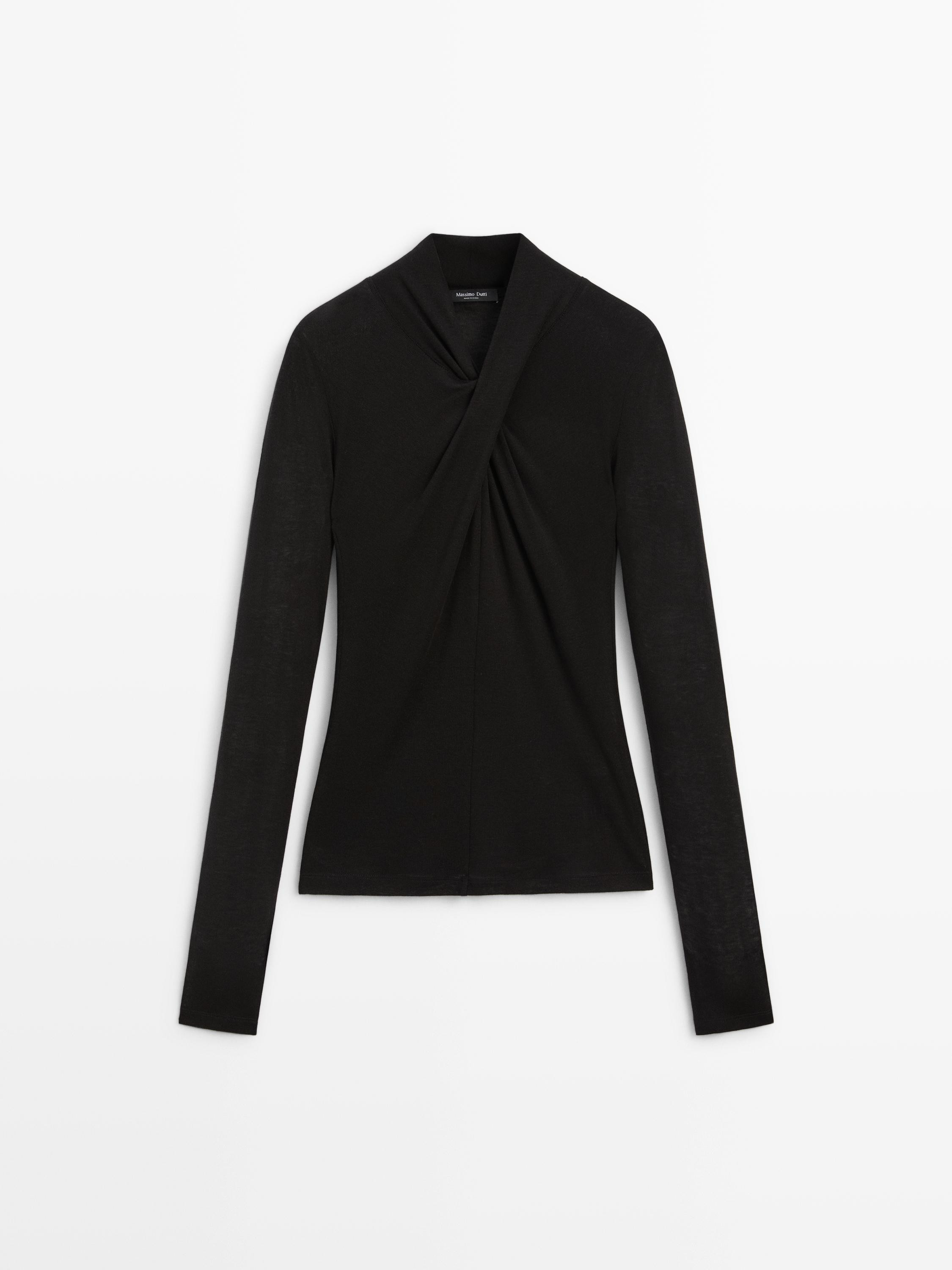 Lyocell and wool crossover top | Massimo Dutti UK