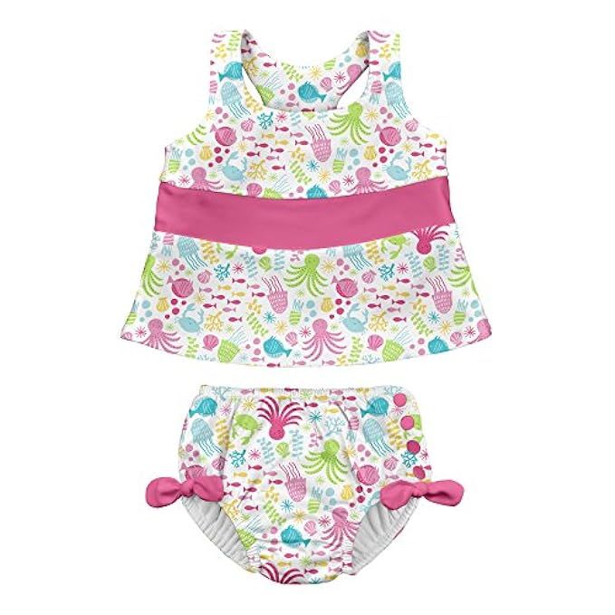 i play. Baby Girls 2pc Bow Tankini Swimsuit Set Reusable Absorbent Swim Diaper | Amazon (US)