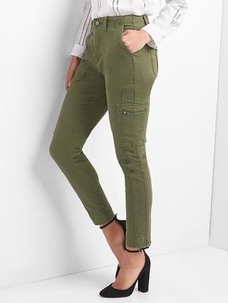 Gap Womens High Rise Skinny Ankle Utility Chinos Army Jacket Green Size 0 | Gap US